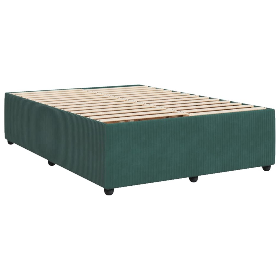 Estructura cama sin colchón terciopelo verde oscuro 140x200