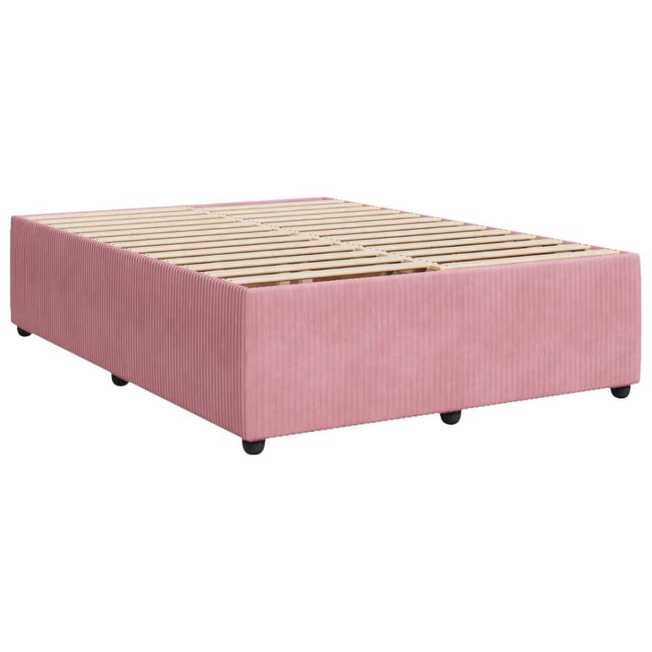 Estructura de cama sin colchón terciopelo rosa 140x200