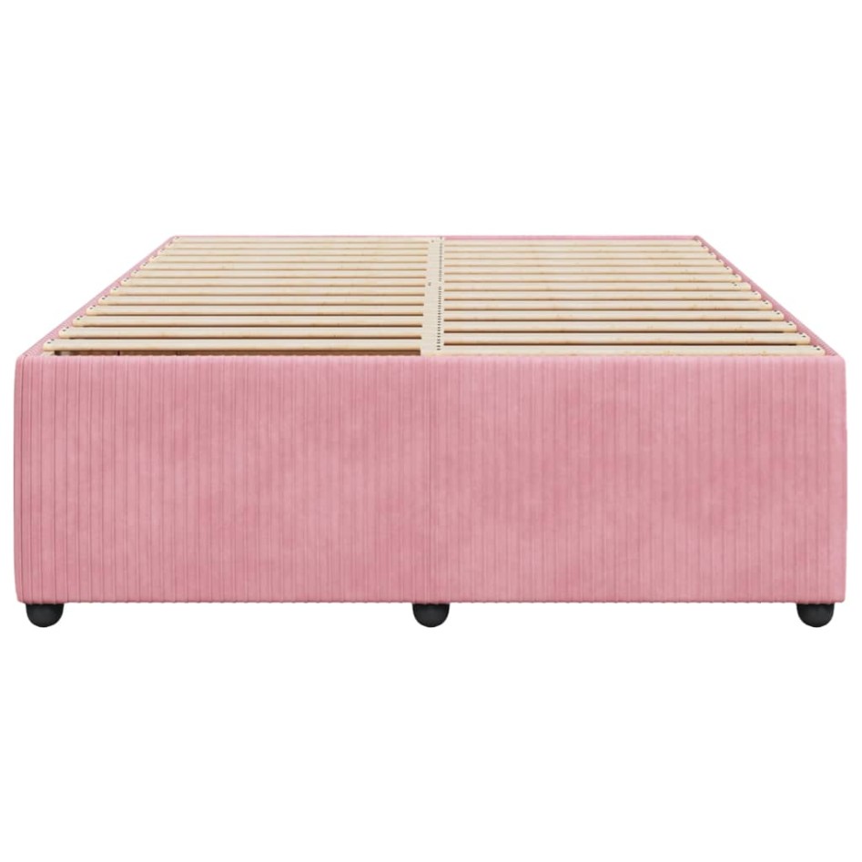 Estructura de cama sin colchón terciopelo rosa 140x200