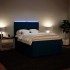 Cama box spring con colchón terciopelo azul 140x190