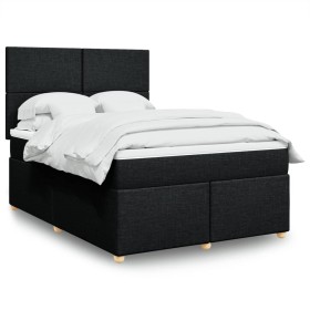 Cama box spring con colchón tela negro 140x190