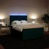 Cama box spring con colchón terciopelo azul 140x190