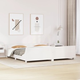 Estructura de cama sin colchón madera maciza blanca 200x200