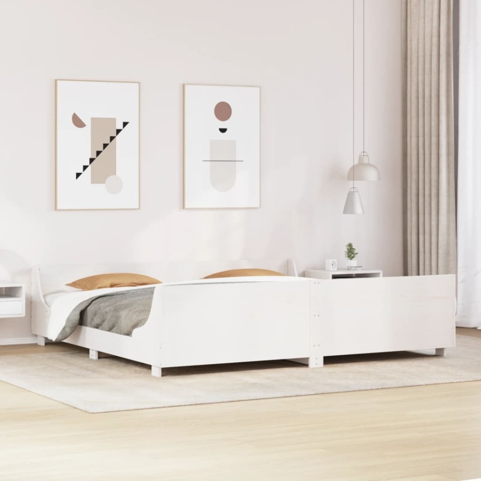 Estructura de cama sin colchón madera maciza blanca 200x200