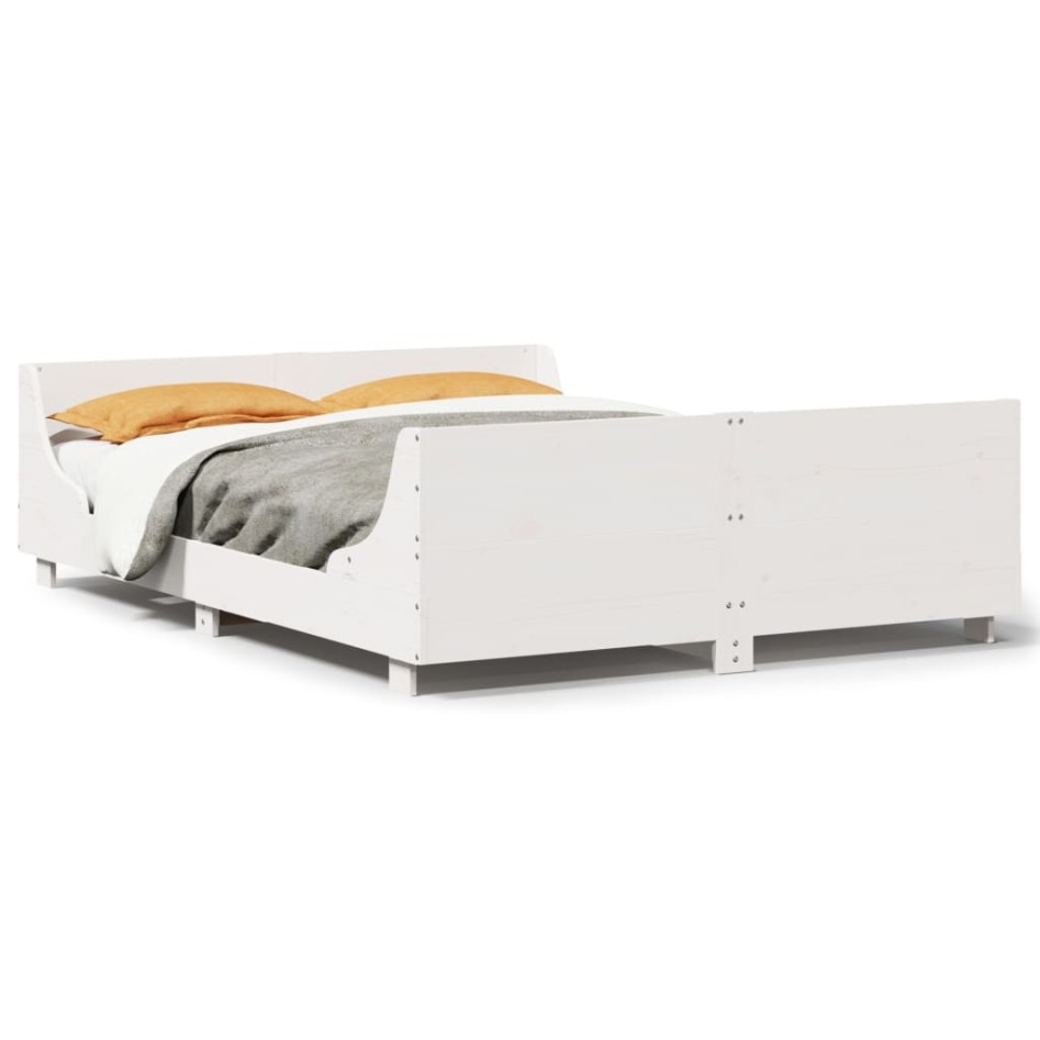 Estructura de cama sin colchón madera de pino blanca 140x190