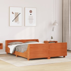 Estructura de cama sin colchón madera maciza marrón 135x190