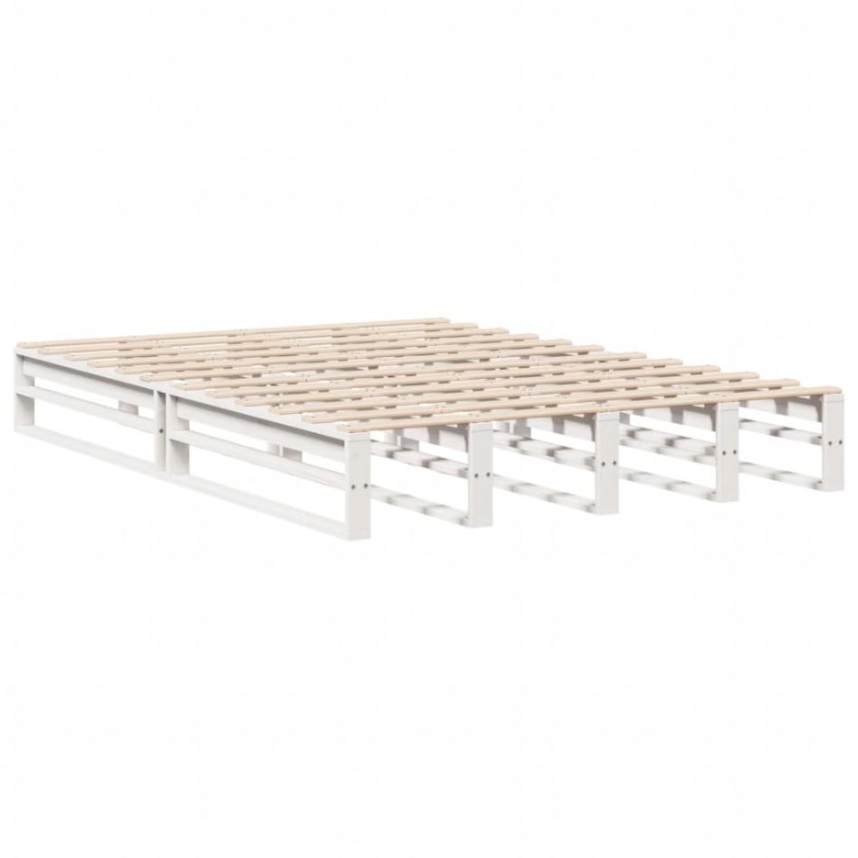 Estructura de cama sin colchón madera de pino blanca 120x200
