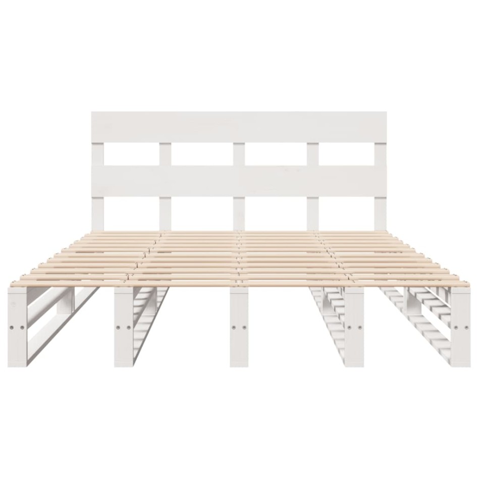 Estructura de cama sin colchón madera de pino blanca 120x200