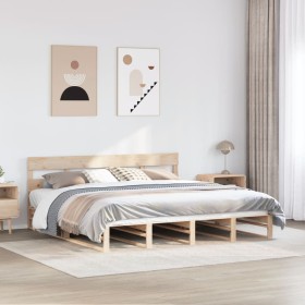 Estructura de cama sin colchón madera maciza de pino 180x200