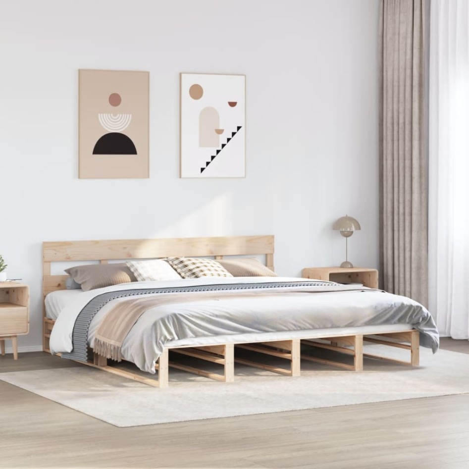Estructura de cama sin colchón madera maciza de pino 180x200