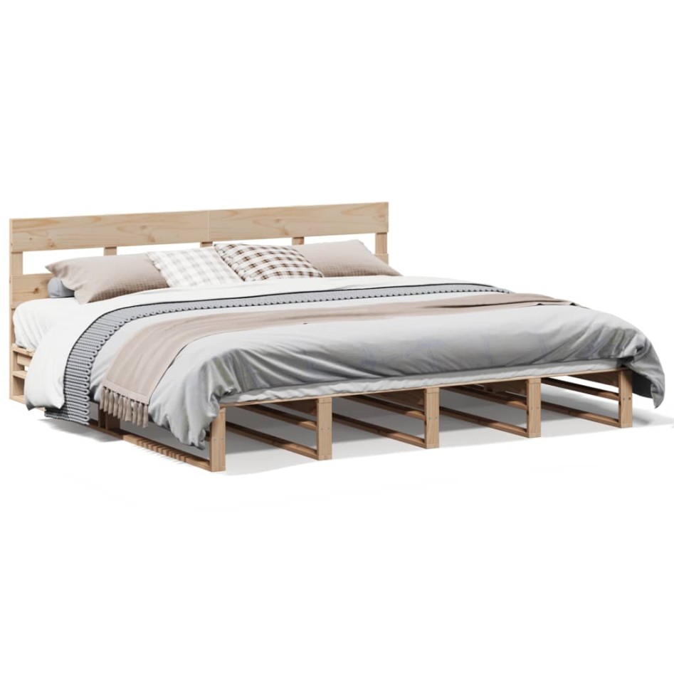 Estructura de cama sin colchón madera maciza de pino 180x200