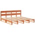 Cama sin colchón madera maciza de pino marrón cera 200x200