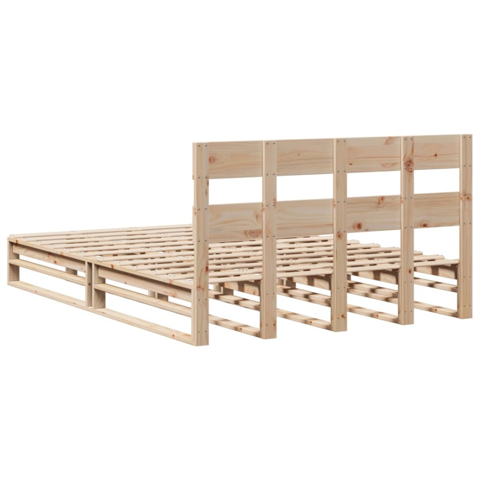 Estructura de cama sin colchón madera maciza de pino 140x190