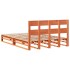 Cama sin colchón madera maciza de pino marrón cera 140x190