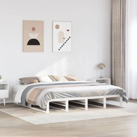 Estructura de cama sin colchón madera maciza blanca 200x200