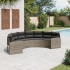 Sofá de jardín semicircular con cojines ratán sintético