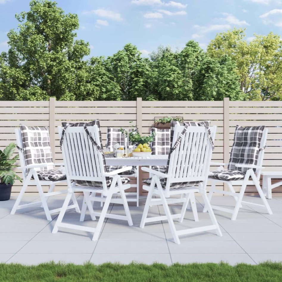 Cojines para silla respaldo alto 6 uds tela Oxford cuadros