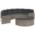 Sofá de jardín semicircular con cojines ratán sintético