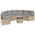 Sofá de jardín semicircular con mesa y cojines ratán PE