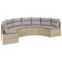 Sofá de jardín semicircular con mesa y cojines ratán PE