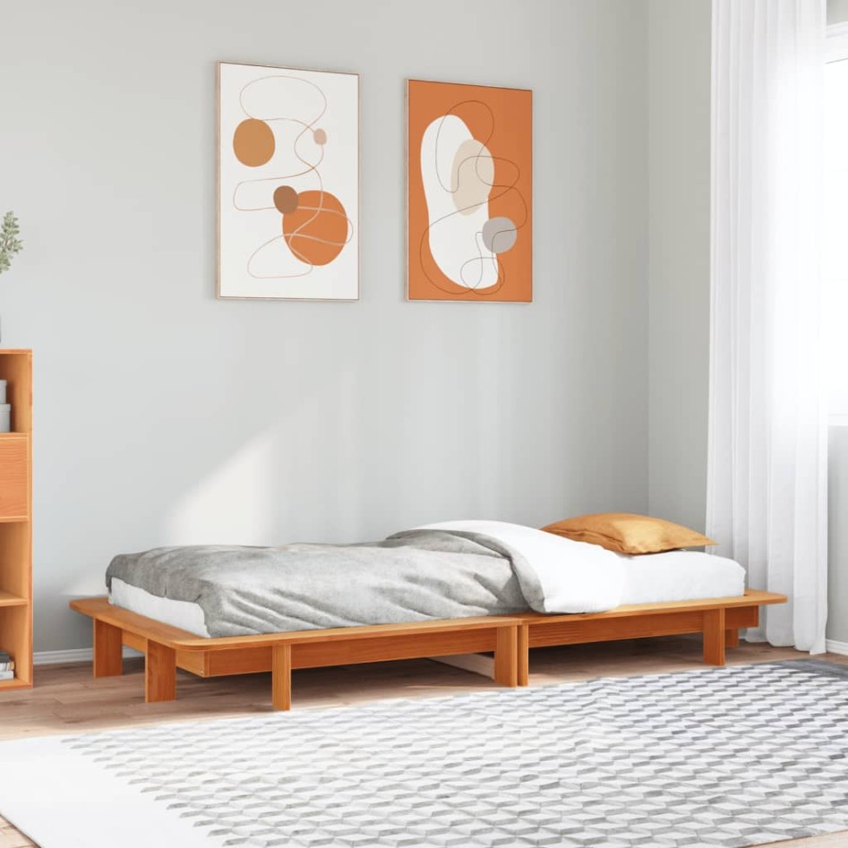 Estructura de cama sin colchón madera de pino marrón 90x200