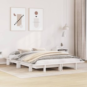 Estructura de cama sin colchón madera de pino blanca 140x190