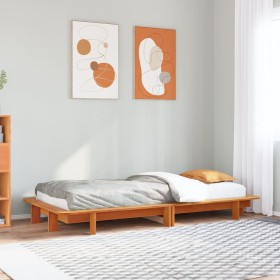 Estructura de cama sin colchón madera maciza marrón 75x190