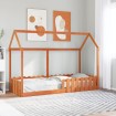 Cama con forma de casa de niños madera maciza marrón 80x200 cm