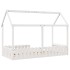 Cama con forma de casa de niños madera maciza blanca 90x190
