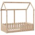 Cama con forma de casa de niños madera maciza marrón 70x140