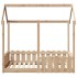 Cama con forma de casa de niños madera maciza marrón 70x140
