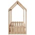 Cama con forma de casa de niños madera maciza marrón 70x140