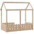 Cama con forma de casa de niños madera maciza marrón 70x140
