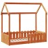 Cama con forma de casa de niños madera maciza marrón 70x140