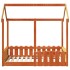 Cama con forma de casa de niños madera maciza marrón 70x140