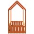 Cama con forma de casa de niños madera maciza marrón 70x140