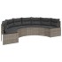 Sofá de jardín semicircular con cojines ratán sintético
