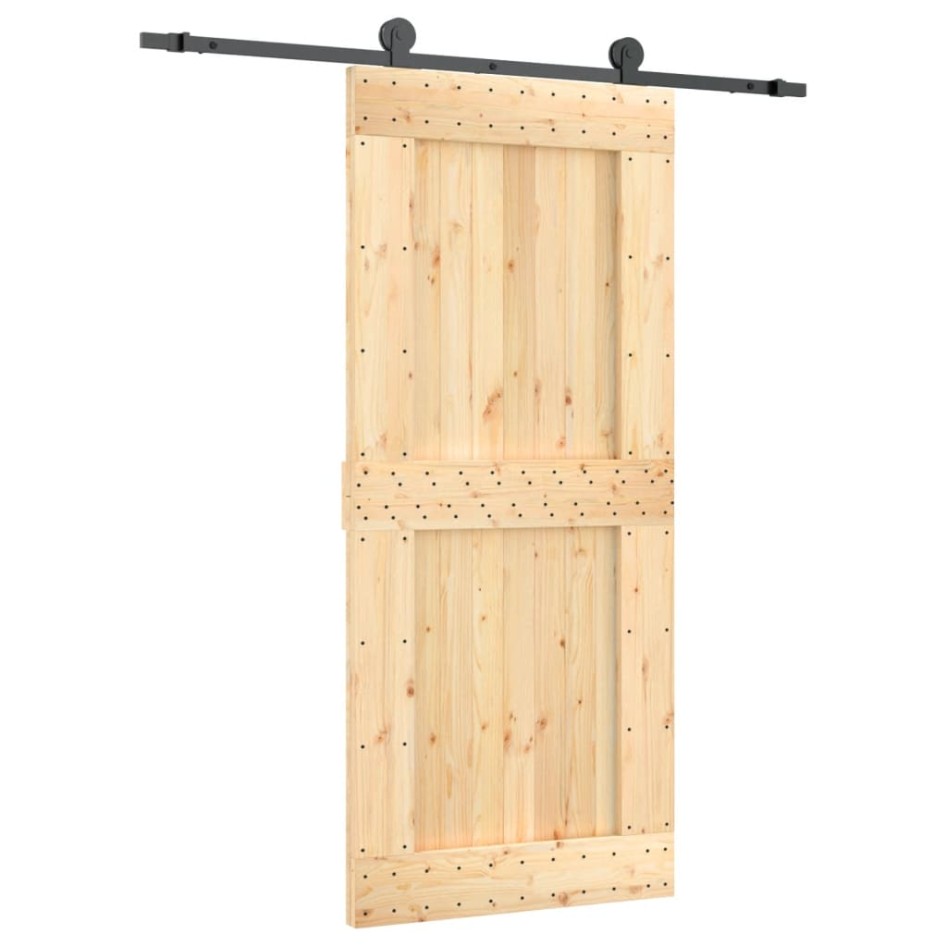 Puerta corredera con herrajes madera maciza de pino 90x210