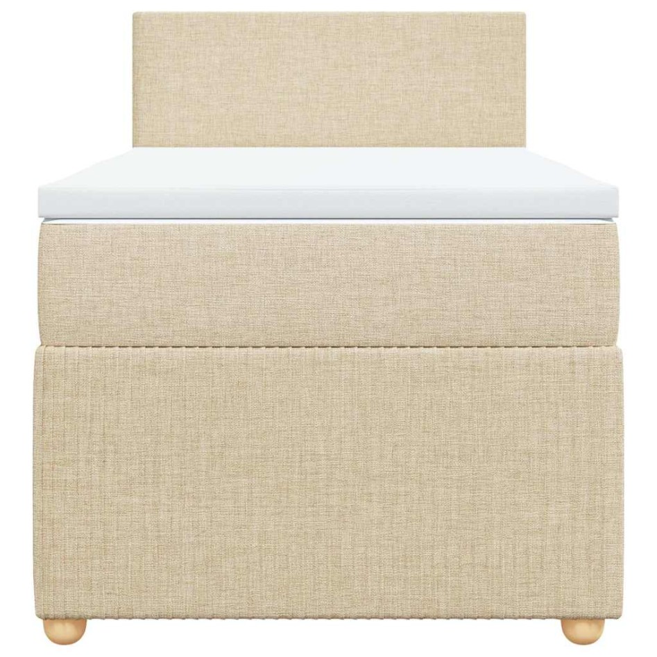 Cama box spring con colchón tela color crema 90x190