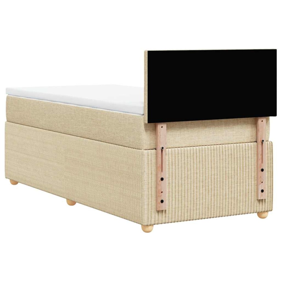 Cama box spring con colchón tela color crema 90x190