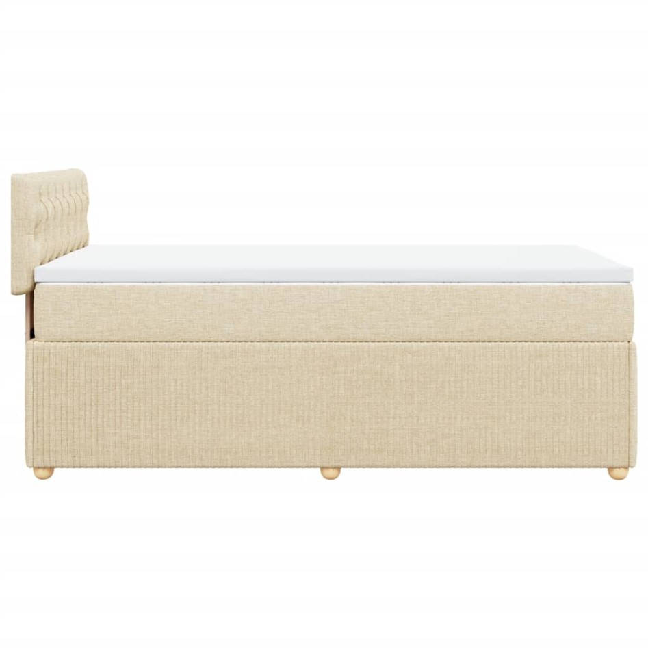 Cama box spring con colchón tela color crema 90x190