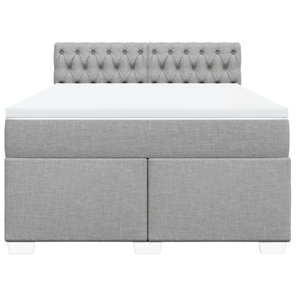 Cama box spring con colchón tela gris claro 160x200