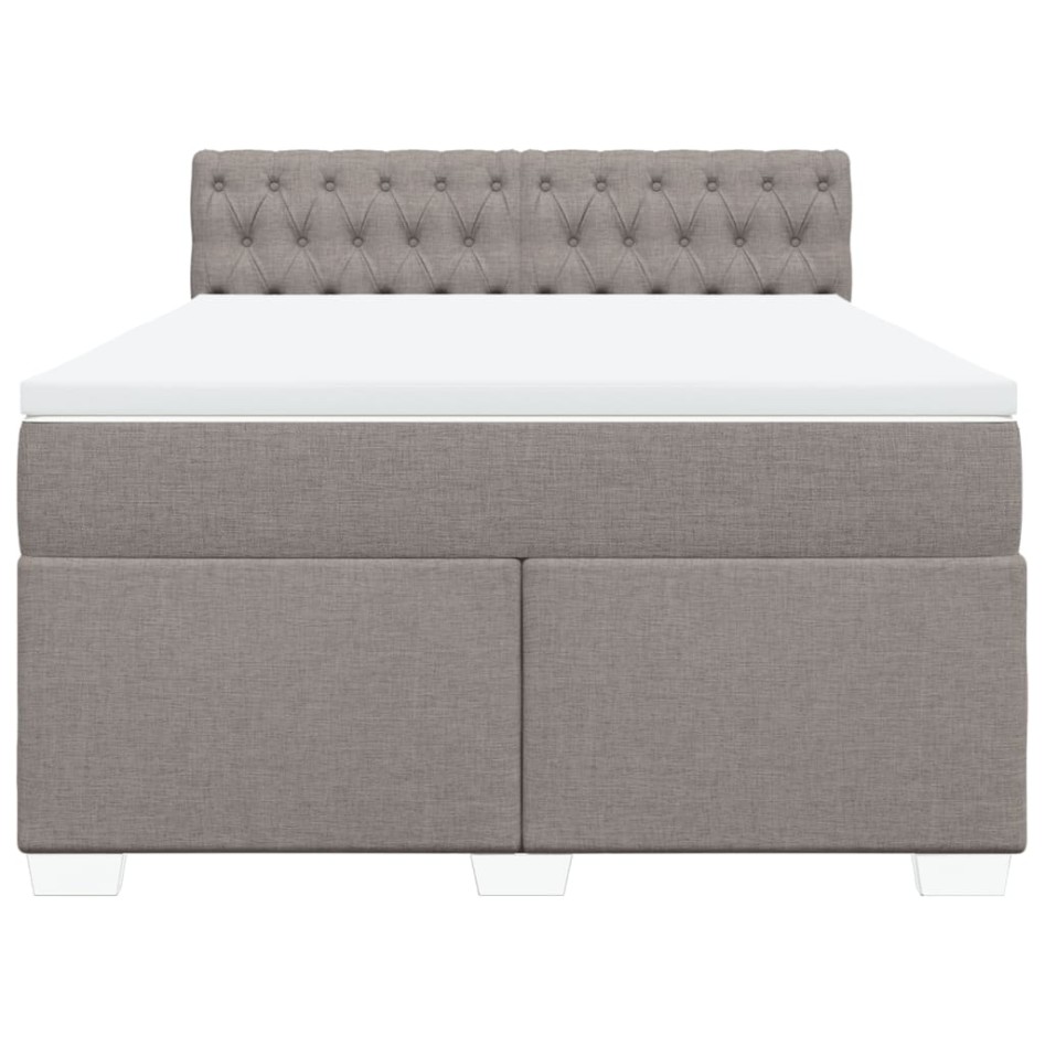 Cama box spring con colchón tela gris taupe 160x200