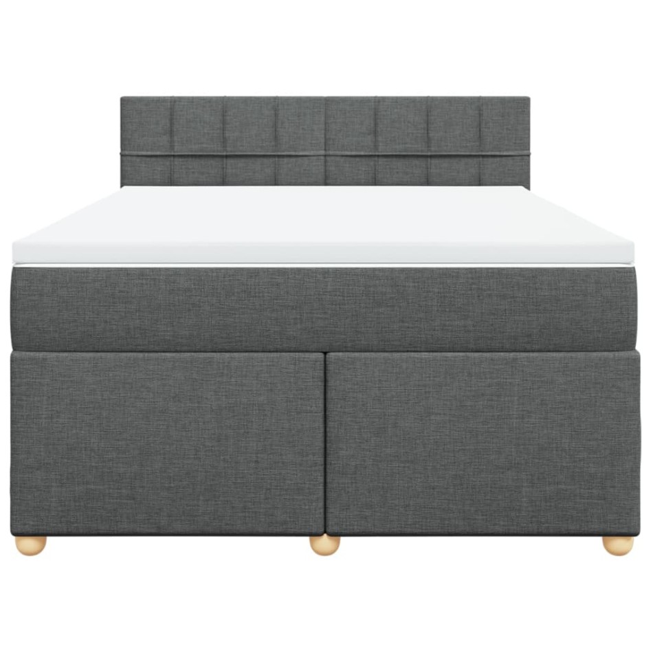 Cama box spring con colchón tela gris oscuro 140x190