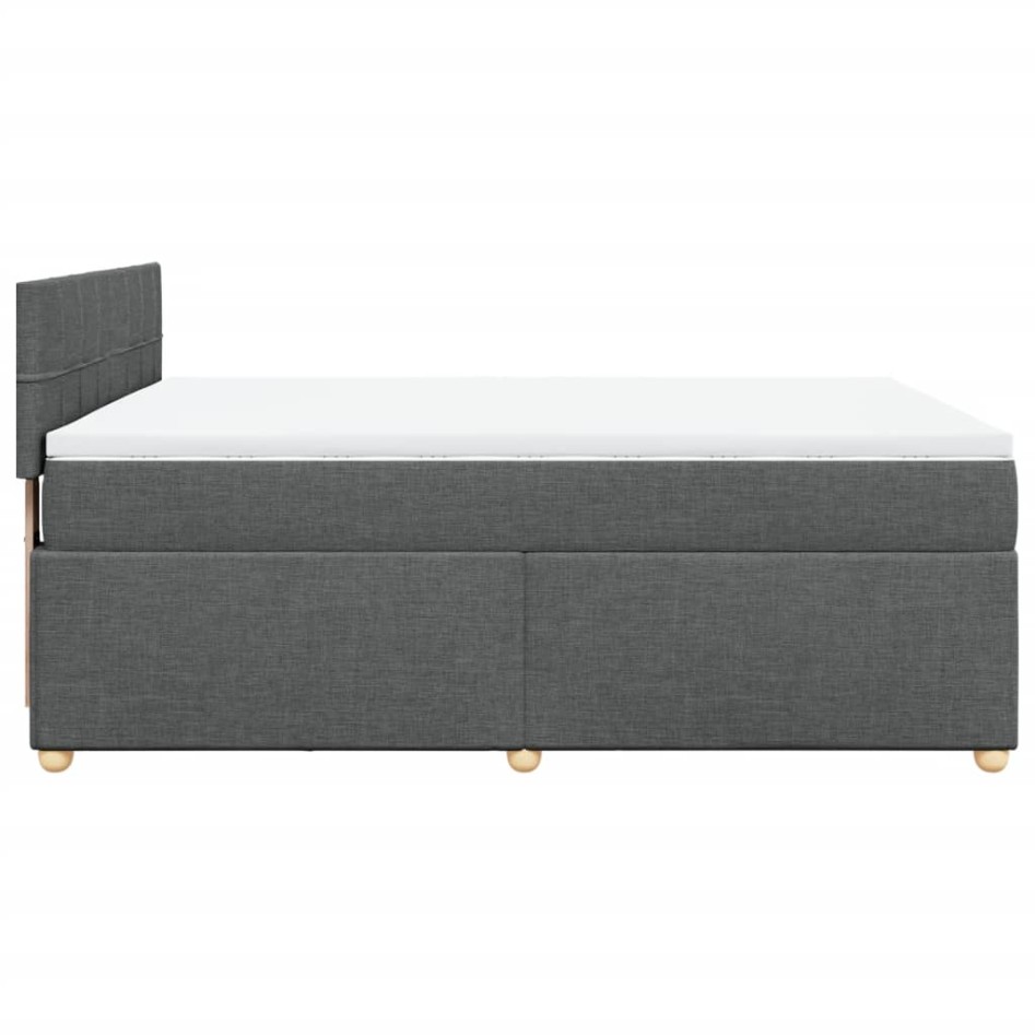 Cama box spring con colchón tela gris oscuro 140x190