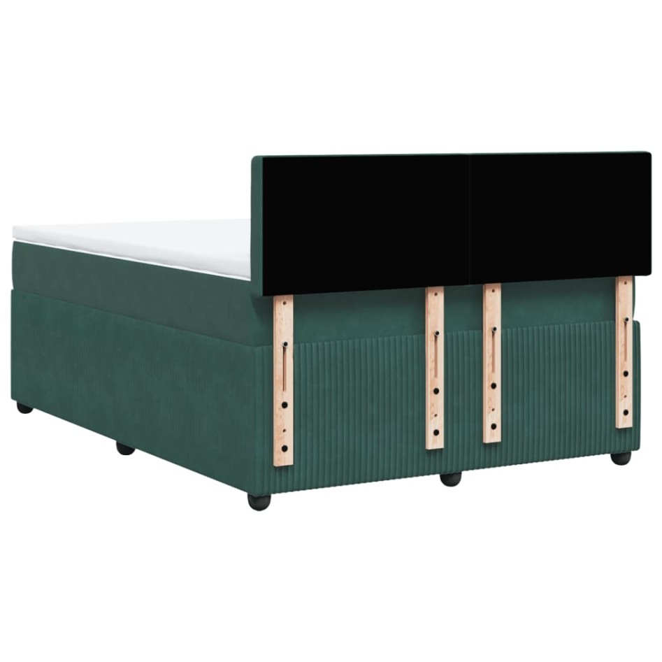 Cama box spring con colchón terciopelo verde oscuro 140x190