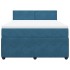 Cama box spring con colchón terciopelo azul 140x200