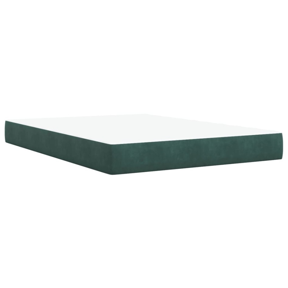 Cama box spring con colchón terciopelo verde oscuro 140x200