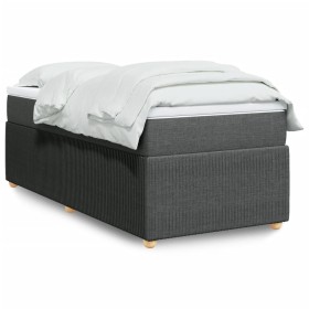 Cama box spring con colchón tela gris oscuro 90x190