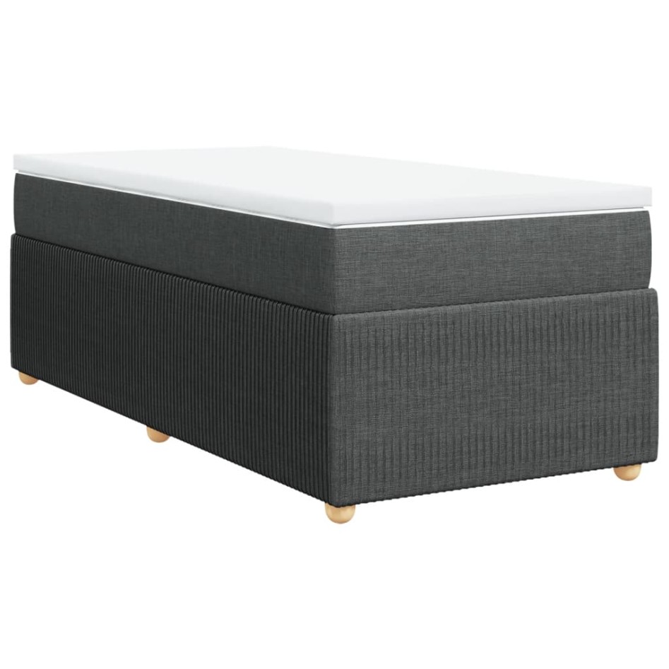 Cama box spring con colchón tela gris oscuro 90x190